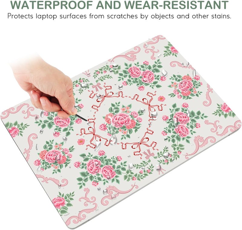 DINKY Laptop Skin Sticker Decal 15.6" 15.4" 12" 13" 13.3" 14" 15 inch Laptop Universal Vinyl Skin Stickers Cover Art Decal Notebook PC Personalized Protector, Pink Floral Bow - Image 3